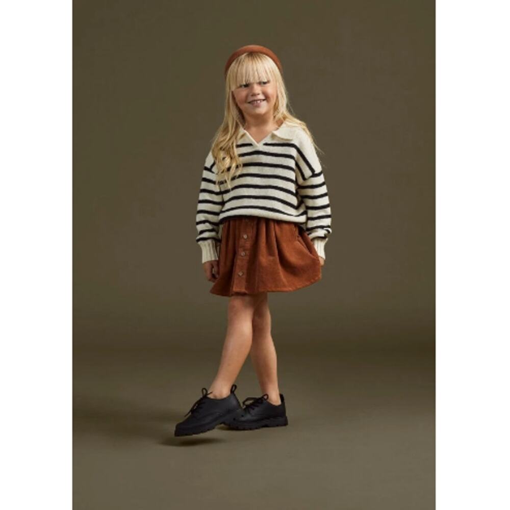Rylee + Cru Girls White Black Cozy Striped Sweater Size 2-3 Years